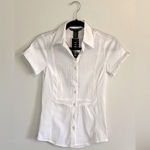 Antilia Femme Stretch White Blouse Size Small New with Tage